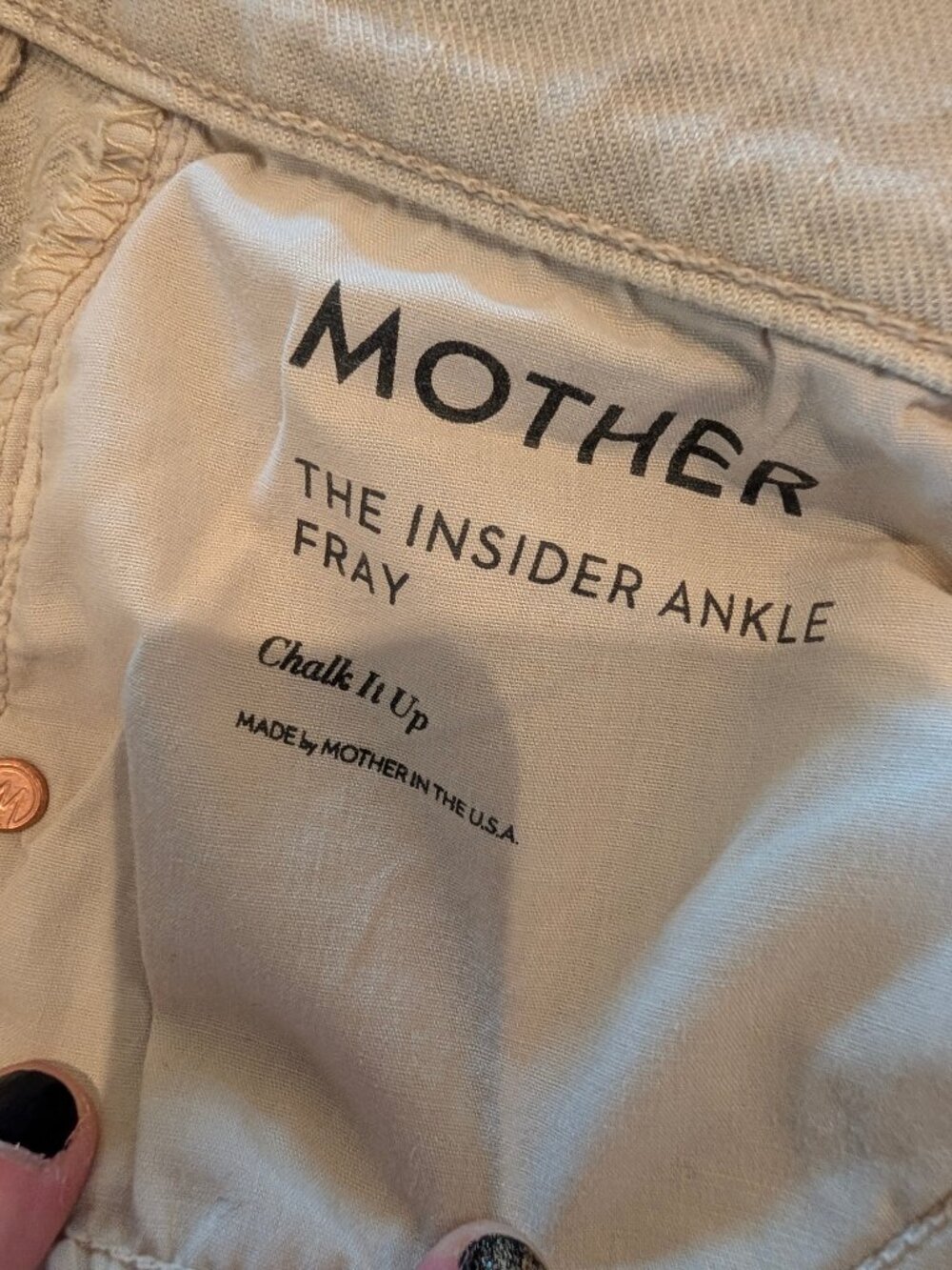 MOTHER The Insider Ankle Fray in Chalk It Up 30 x 27 Jeans Pants denim Tan beige - Picture 11 of 16